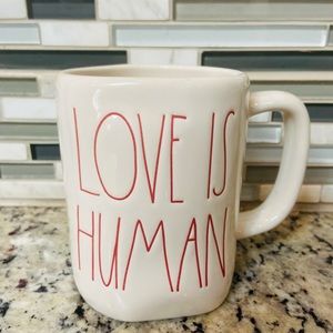 NWOT Rae Dunn Love is Human Red White Coffee Mug Tea Cup